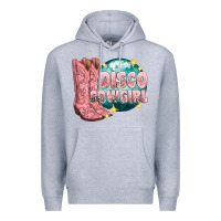Heather Grey western disco cowgirl Premium Hoodie - texasbilliewilder