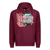 Burgundy western disco cowgirl Premium Hoodie - texasbilliewilder