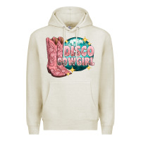 Oatmeal Heather western disco cowgirl Premium Hoodie - texasbilliewilder