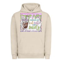 Pigment French Oak fueled by iced coffee and anxiety Urban Hoodie - MaliasSmallBusiness