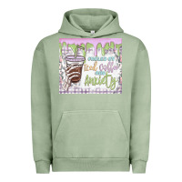 Pigment Oil Green fueled by iced coffee and anxiety Urban Hoodie - MaliasSmallBusiness