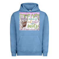 Pigment Pebble Blue fueled by iced coffee and anxiety Urban Hoodie - MaliasSmallBusiness