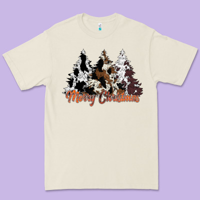 Merry Christmas Cowhide Trees Premium Tee Designed By Cowhidedigitalart