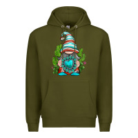 Army Green western gnome with turquoise gemstone Premium Hoodie - texasbilliewilder