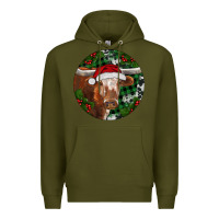 Army Green Longhorn Cow Christmas Premium Hoodie - RanaPortraitStore