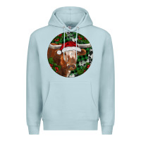 Blue Mist Longhorn Cow Christmas Premium Hoodie - RanaPortraitStore