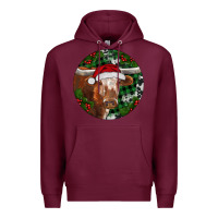 Burgundy Longhorn Cow Christmas Premium Hoodie - RanaPortraitStore