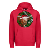 Cardinal Longhorn Cow Christmas Premium Hoodie - RanaPortraitStore