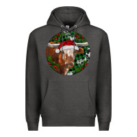 Charcoal Heather Longhorn Cow Christmas Premium Hoodie - RanaPortraitStore