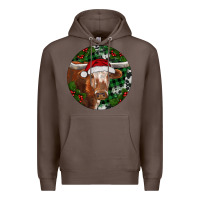 Coffee Longhorn Cow Christmas Premium Hoodie - RanaPortraitStore