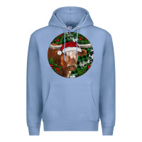 Colony Blue Longhorn Cow Christmas Premium Hoodie - RanaPortraitStore