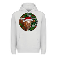 Dove Grey Longhorn Cow Christmas Premium Hoodie - RanaPortraitStore