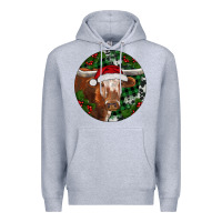 Heather Grey Longhorn Cow Christmas Premium Hoodie - RanaPortraitStore