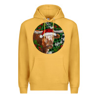 Mustard Longhorn Cow Christmas Premium Hoodie - RanaPortraitStore