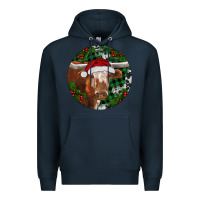 Navy Longhorn Cow Christmas Premium Hoodie - RanaPortraitStore