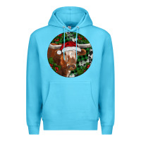 Ocean Blue Longhorn Cow Christmas Premium Hoodie - RanaPortraitStore