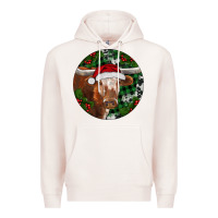 Pale Pink Longhorn Cow Christmas Premium Hoodie - RanaPortraitStore