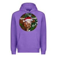 Purple Longhorn Cow Christmas Premium Hoodie - RanaPortraitStore