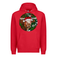 Red Longhorn Cow Christmas Premium Hoodie - RanaPortraitStore