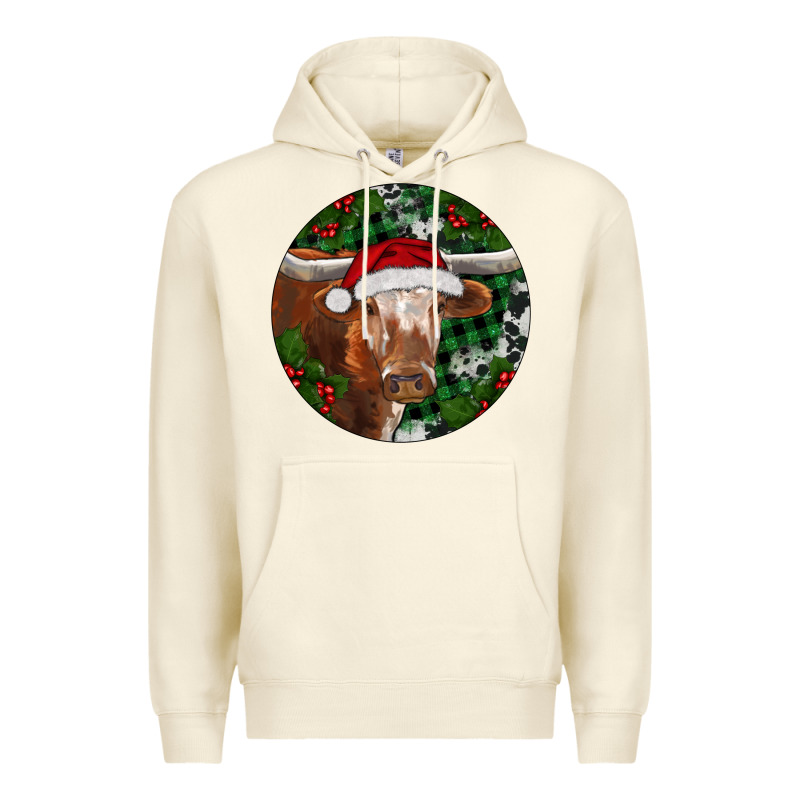 Longhorn Cow Christmas Premium Hoodie by RanaPortraitStore | Teevron