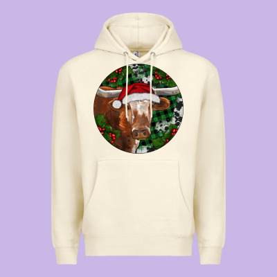 Premium Hoodie Longhorn Cow Christmas