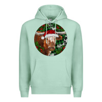 Seafoam Longhorn Cow Christmas Premium Hoodie - RanaPortraitStore