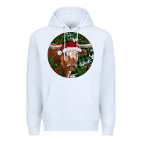 White Longhorn Cow Christmas Premium Hoodie - RanaPortraitStore