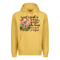 Antique Gold western just girl who loves pigs Premium Hoodie - texasbilliewilder