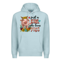Blue Mist western just girl who loves pigs Premium Hoodie - texasbilliewilder