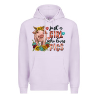 Lilac western just girl who loves pigs Premium Hoodie - texasbilliewilder