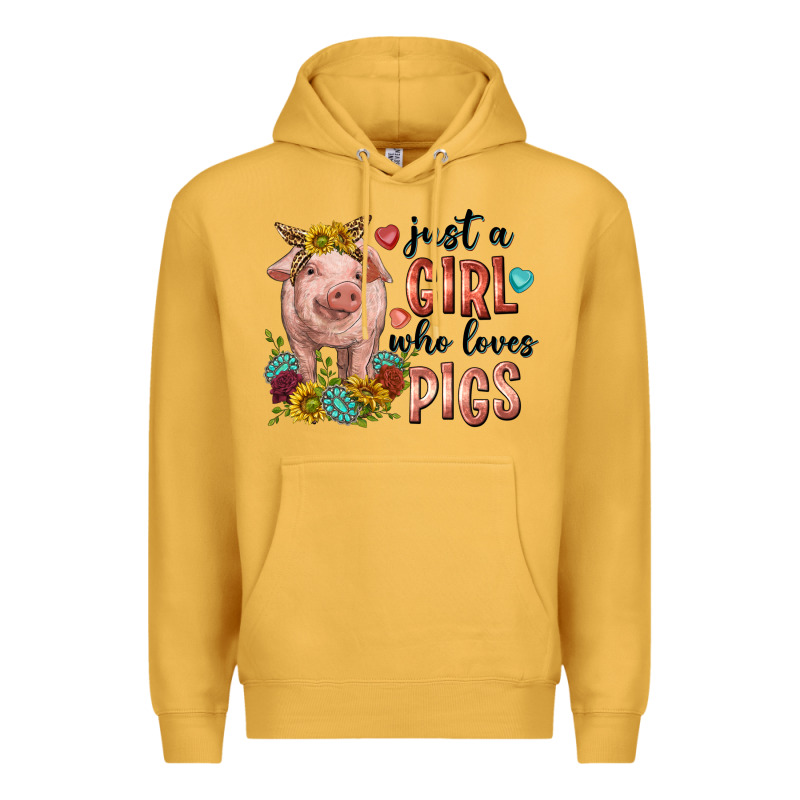 Western Just Girl Who Loves Pigs Premium Hoodie by texasbilliewilder | Teevron