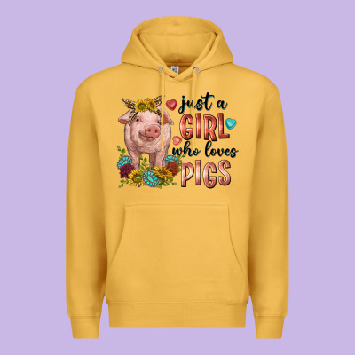Premium Hoodie western just girl who loves pigs