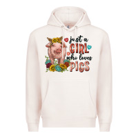 Pale Pink western just girl who loves pigs Premium Hoodie - texasbilliewilder