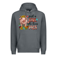 Rock western just girl who loves pigs Premium Hoodie - texasbilliewilder
