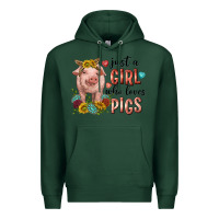 Sports Green western just girl who loves pigs Premium Hoodie - texasbilliewilder