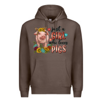 Coffee western just girl who loves pigs Premium Hoodie - texasbilliewilder