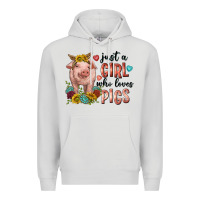 Dove Grey western just girl who loves pigs Premium Hoodie - texasbilliewilder