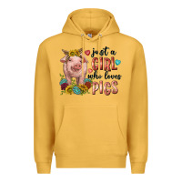 Mustard western just girl who loves pigs Premium Hoodie - texasbilliewilder