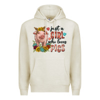 Oatmeal Heather western just girl who loves pigs Premium Hoodie - texasbilliewilder