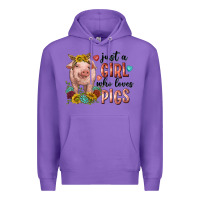Purple western just girl who loves pigs Premium Hoodie - texasbilliewilder