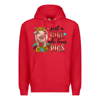 Red western just girl who loves pigs Premium Hoodie - texasbilliewilder