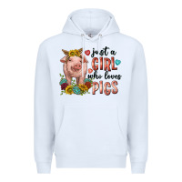 White western just girl who loves pigs Premium Hoodie - texasbilliewilder