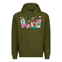 Army Green mom coffee cup Premium Hoodie - AdoDesignShop