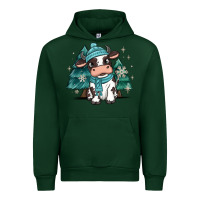 Forest Green winter i'm udderly freezing baby cow Urban Hoodie - MaliasSmallBusiness