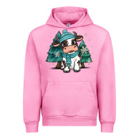 Fuchsia Pink winter i'm udderly freezing baby cow Urban Hoodie - MaliasSmallBusiness