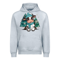 Heather Grey winter i'm udderly freezing baby cow Urban Hoodie - MaliasSmallBusiness