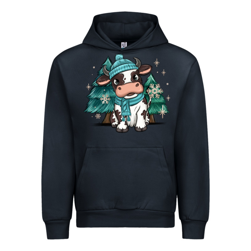 Winter I'm Udderly Freezing Baby Cow Urban Hoodie by MaliasSmallBusiness | Teevron