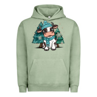 Pigment Oil Green winter i'm udderly freezing baby cow Urban Hoodie - MaliasSmallBusiness