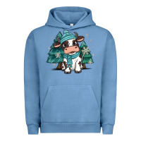 Pigment Pebble Blue winter i'm udderly freezing baby cow Urban Hoodie - MaliasSmallBusiness