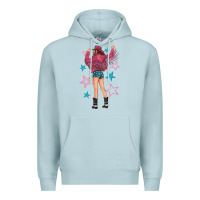 Blue Mist western pink with stars and cowgirl Premium Hoodie - texasbilliewilder